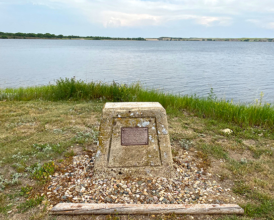 Neihardt Hugh Glass monument is located on the North Shore at Ketterlings Point, Shadehill Reservoir, South Dakota